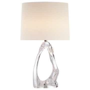 Cannes Table Lamp in Clear Glass with Linen Shade
