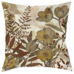 Laural Home - Laural Home Sienna Earthy 17" x 18" Woven Decorative Pillow - Update your favorite sitting chair or couch with the Sienna Earthy Woven Decorative Pillow.  This floral indoor woven decorative pillow, "Sienna Earthy," features a collection of floral blooms and stems in shades of sienna, brown, rust, and beige. Created with mixed media of watercolor, colored pencil, and paint, the bohemian design is full of texture and depth. The rich colors of this woven pillow are sure to bring warmth to any room in your home. This Woven Pillow is made of a Cotton/Polyester blended cover and filled with Polyester.  Measuring at 17" x 18", This pillow is the perfect size for your living, den, or bedroom.  The double sided design allows you to not worry about a plain pillow decoration. This pillow can be spot cleaned only, with a mild detergent.