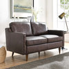 Modway Impart Modern Cushion Back Genuine Leather Upholstered Loveseat in Brown