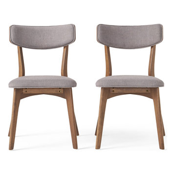 GDF Studio Caleb Mid-Century Walnut Finished Frame Dining Chairs, Set of 2, Dark