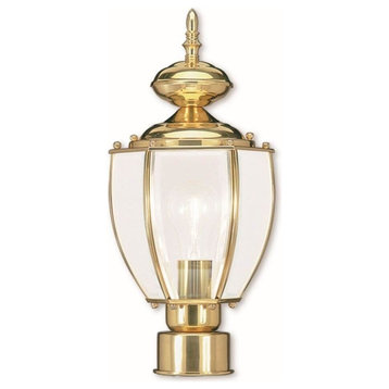 1-Light Polished Brass Outdoor Post Lantern