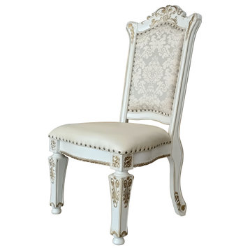 ACME Vendome Side Chair(Set-2) in PU & Antique Pearl Finish
