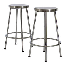 GDFStudio - Beverly Modern Design Chrome Steel Bar Stools, Set of 2 - Bar Stools and Counter Stools
