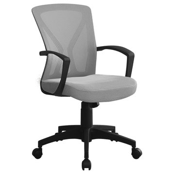 Office Chair, Swivel, Ergonomic, Armrests, Computer Desk, Work, Metal, Grey