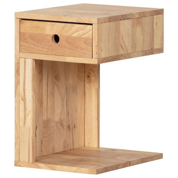 Sweedi Solid Wood 1-Drawer Nightstand-Natural Wood-South Shore