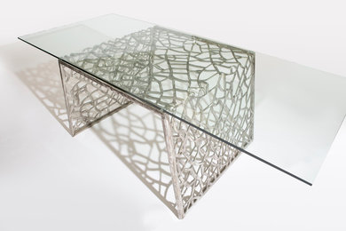 Fracture–Stainless Steel and Glass Dining or Conference Table (28.5x84x36")