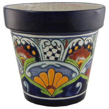 Mexican Ceramic Flower Pot Planter Folk Art Pottery Handmade Talavera 12