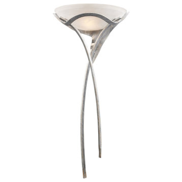Aurora 1-Light Sconce, Tarnished Silver With White Faux-Alabaster Glass