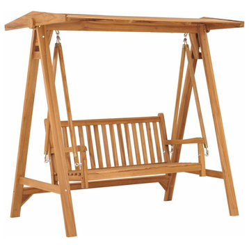 vidaXL Solid Teak Wood Swing Bench 66.9" Outdoor Wooden Chair Seat Furniture