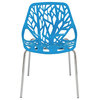 Leisuremod Asbury Plastic Dining Chair With Chome Legs, Blue