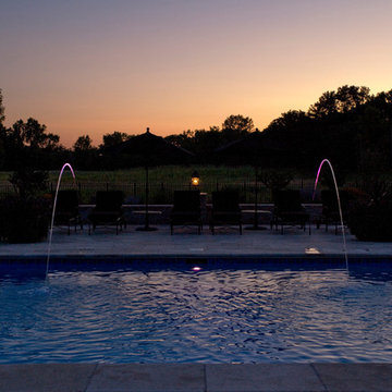 Lake Forest, IL Swimming Pool and Raised Hot Tub with Laminar Fountains