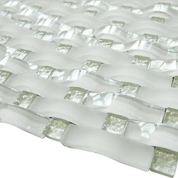 White Glossy 3D Sea Wave Glass Mosaic Tiles - Home Accessories & Decor