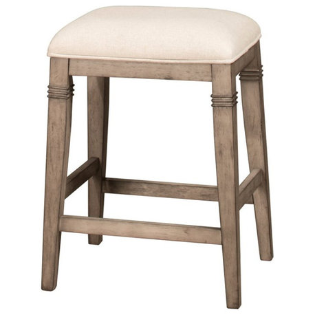 Bowery Hill Backless Non-Swivel Wood Counter Stool in Distressed Gray