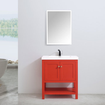 Josie 30" Single Bathroom Vanity Set, Red