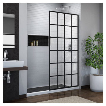 French Linea Toulon 34x72 Single Panel Shower Door, Open Entry Design Black
