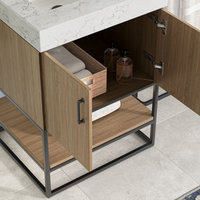 Alistair Bath Vanity, Oak, 24", Matte Black Hardware, Single, Freestanding