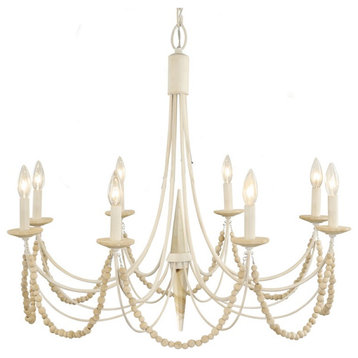 Varaluz Brentwood 8 Light Chandelier, White/Clear, 350C08CW