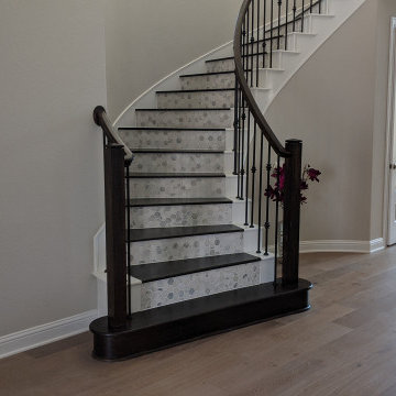 Curved Stairs With Wood And Tile