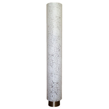 Modern White Column Floor Lamp With Floral Pattern Shade