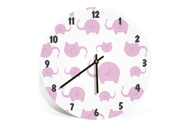 Purple Elephant Nursery Wall Clock