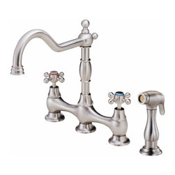 Danze Opulence&trade; Two Handle Bridge Faucet with Spray - Kitchen Faucets