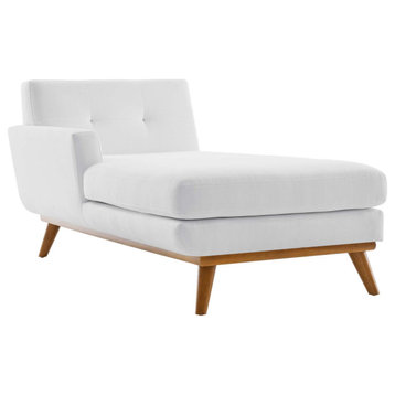 Engage Left-Facing Upholstered Fabric Chaise, White