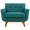 Modern Contemporary Urban Living Armchair Accent Chair, Aqua Blue
