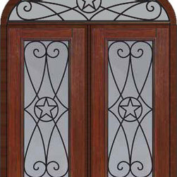 Prehung Transom Double Door 80 Fiberglass Austin Texas Star - Front Doors