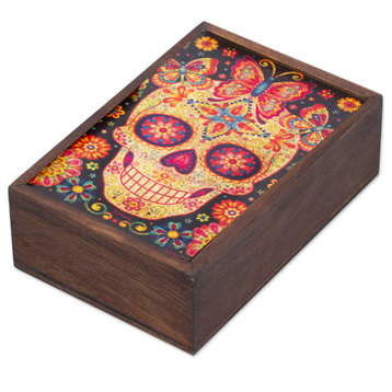 Novica Handmade Skull Of The Beloved Decoupage Wood Box