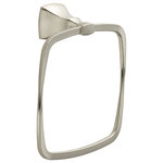 Delta Faucet - Delta Sawyer Wall Mount Towel Ring, Satin Nickel - The Sawyer Bath Collection puts a twist on architectural style, with a robust base and squared facets. The twist feature adds a beautiful detail to the collection. This collection is ideal for baths with blended decor styles. This towel ring brings functionality and organization to your space while streamlining your morning routine. Finish your look today with coordinating pieces from the Sawyer collection (sold separately).