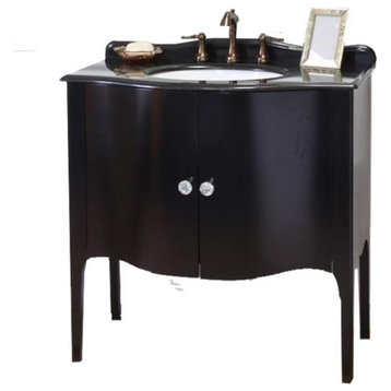 36" Single Sink Vanity-Wood-Black