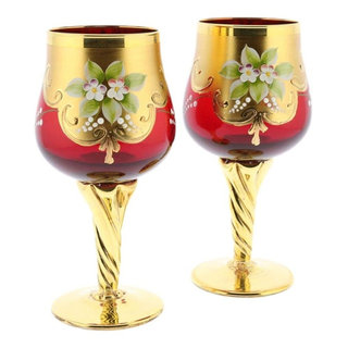 Red Nuance Wine Glassware with Beautiful Colored Stem Accent