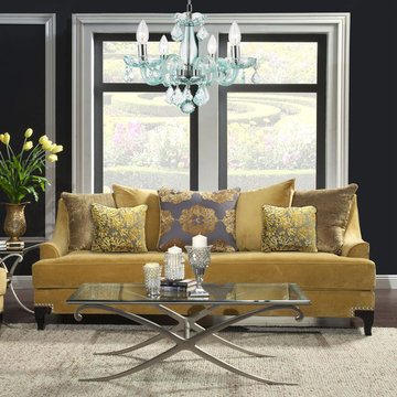 Modern 4-light Color Crystal Small Mini Chandelier Chrome Finish, Turquoise Blue