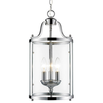 Payton 3-Light Pendant With Clear Glass, Chrome
