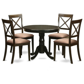 5-Piece Small Kitchen Table and Chairs Set, Round Table, 4 Chairs
