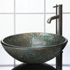 Ryvyr RVE165 16-1/2" Tempered Glass Vessel Bathroom Sink - Blue / Copper