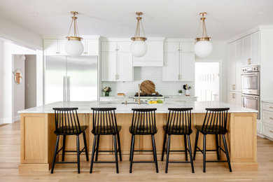 Example of a transitional kitchen design in Boston