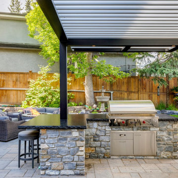 South Calgary StruXure Adjustable Pergola over Outdoor Kitchen