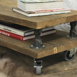 Cassie Chestnut Stained Reclaimed Scaffolding Board Shelved Coffee Table - Coffee Tables