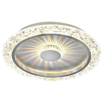 Modern Creative LED Crystal Ceiling Lamp For Bedroom, Living Room, Black, Dia15.7xh2.2", Brightness Dimmable