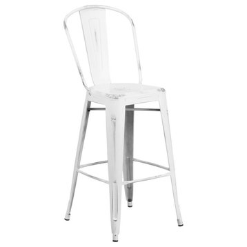 Flash Furniture Commercial 30" High Distressed White Barstool - ET-3534-30-WH-GG