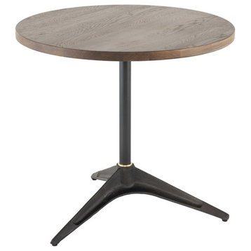 District Eight Compass Oak Wood & Metal Bistro Table in Smoked Brown/Black