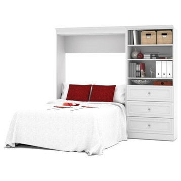 Bestar Versatile 94"W Wood Full Murphy Bed and Organizer with Drawers in White
