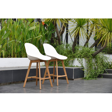 Amazonia Charlotte 2-Piece Barstool Set | Eucalyptus Wood | Ideal for Patio, Tea