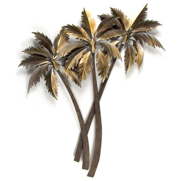 Coastal Home Decor 'Palasari  Palms Triple' - SST Steel Beach Palm Trees Art