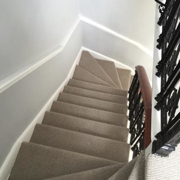 Striped Carpet Installation to Stairs