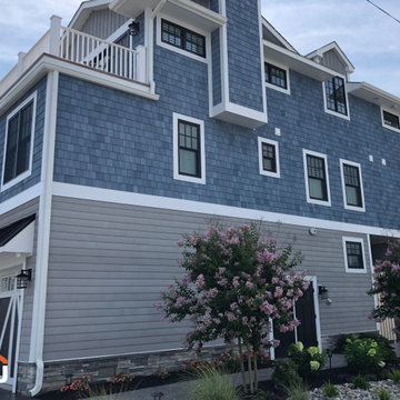 Coastal - Bracing Blue NuCedar Shingles and Argos Modern Shiplap Siding