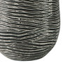Benzara BM283066 Cylindrical Metal Vase, Irregular Lined Design, Black, White