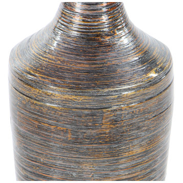 Traditional Dark Brown Bamboo Wood Vase 48994