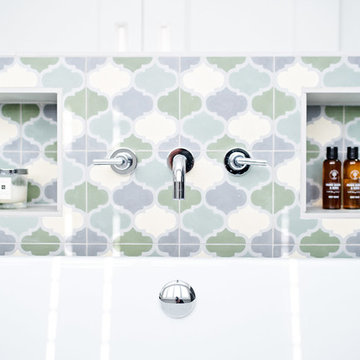 Master ensuite with feature tiling & bespoke wardrobes, Brighton
